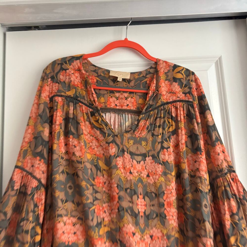 Anthropologie Love the Label Heloise Peasant Blouse Coral Boho Cottagecore M - Picture 12 of 12